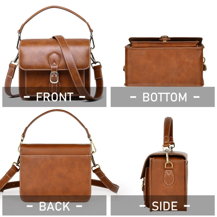 Cwatcun D80 Retro Leather Camera Shoulder Bag, Size:25.5 x 18.5 x 12.5cm Faux Leather Medium(Brown)