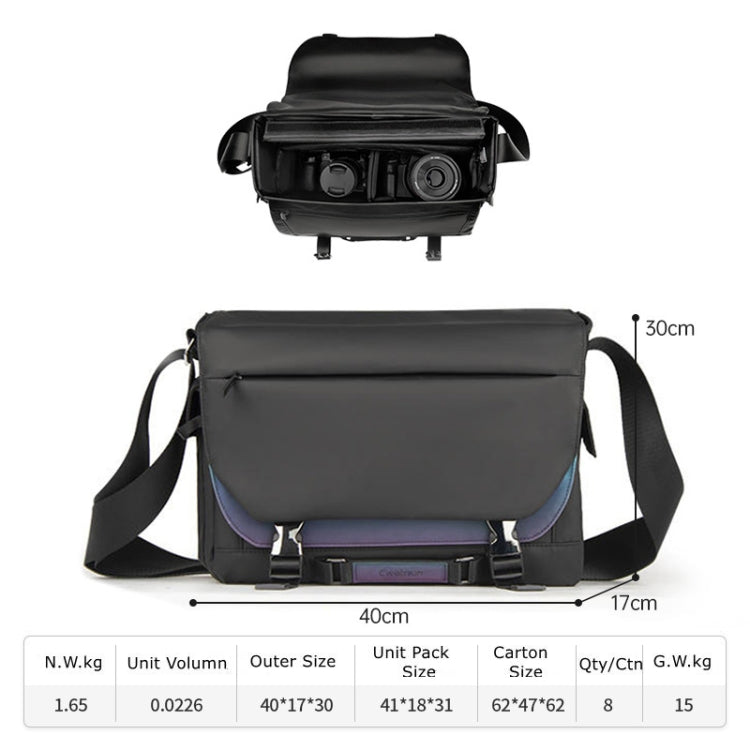 Cwatcun D85 Camera Bag Side Quick Access Camera Messenger Case Waterproof Bag, Size:40 x 17 x 30cm XL(Black)