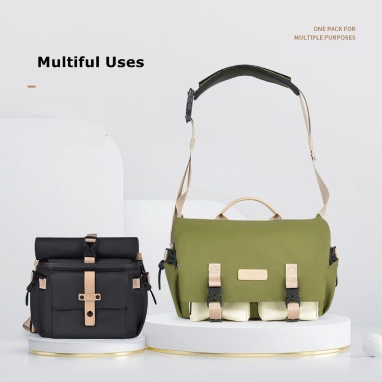 Cwatcun D90 Contrast Color Single Shoulder Camera Bag Outdoor Camera Bag Professional Crossbody Handbag, Size:27 x 17 x 18.5cm Medium(Black)