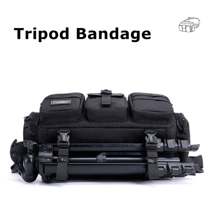 Cwatcun D96 Waist Camera Bag Sling Shoulder Camera Bag, Size:29.5 x 17.5 x 18cm(Black)