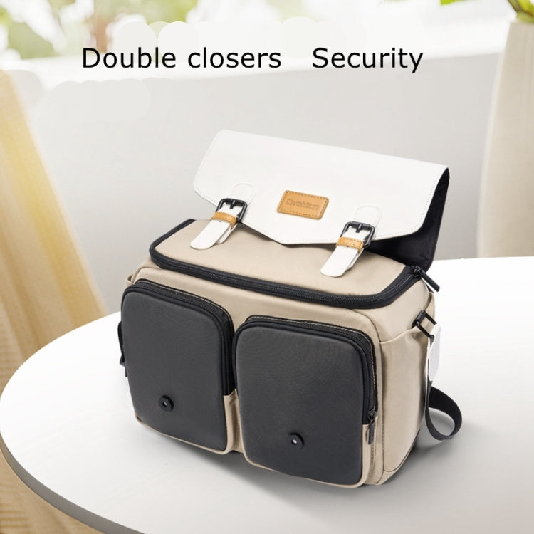 Cwatcun D99 Contrast Color Single Shoulder Camera Bag Outdoor Camera Bag Professional Crossbody Handbag, Size:25.5 x 10.5 x 18cm Medium(Khaki Black)