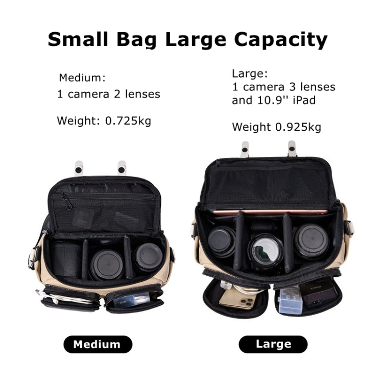 Cwatcun D99 Contrast Color Single Shoulder Camera Bag Outdoor Camera Bag Professional Crossbody Handbag, Size:32.5 x 14.5 x 21.5cm Large(Khaki Black)