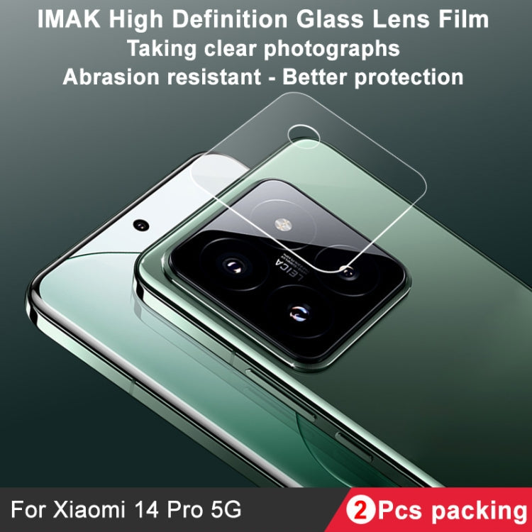 For Xiaomi 14 Pro 5G 2 PCS/Set IMAK HD Glass Rear Camera Lens Film