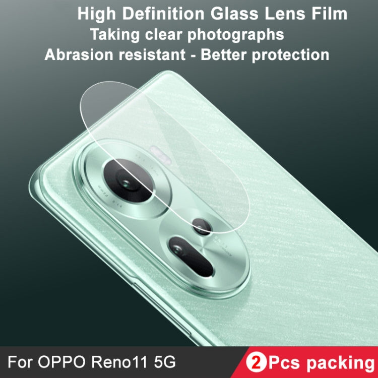 For OPPO Reno11 5G Global 2 PCS/Set IMAK HD Glass Rear Camera Lens Film