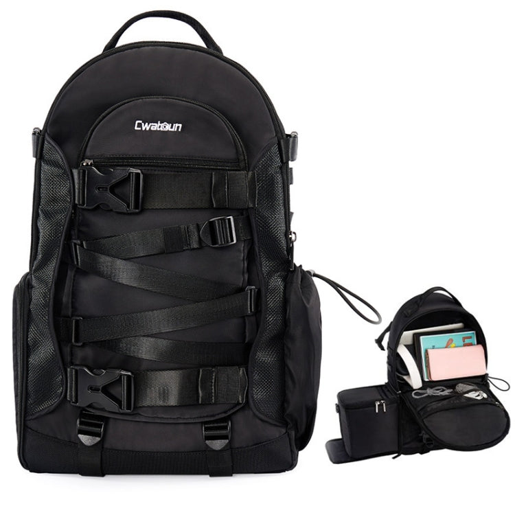 Cwatcun D111 Large Capacity Outdoor Professional Photography Backpack Shoulders Laptop Camera Bag, Size:56 x 33 x 18cm(Black)