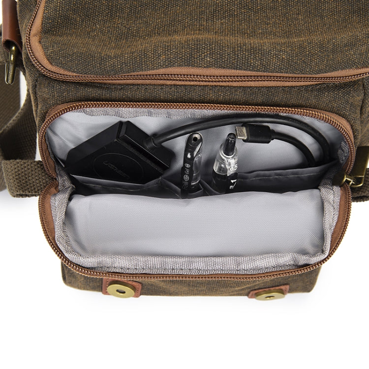 Cwatcun N1 Retro Multifunctional Canvas Waterproof Digital Camera Photography Bag, Size:18 x 12.5 x 21cm Beige
