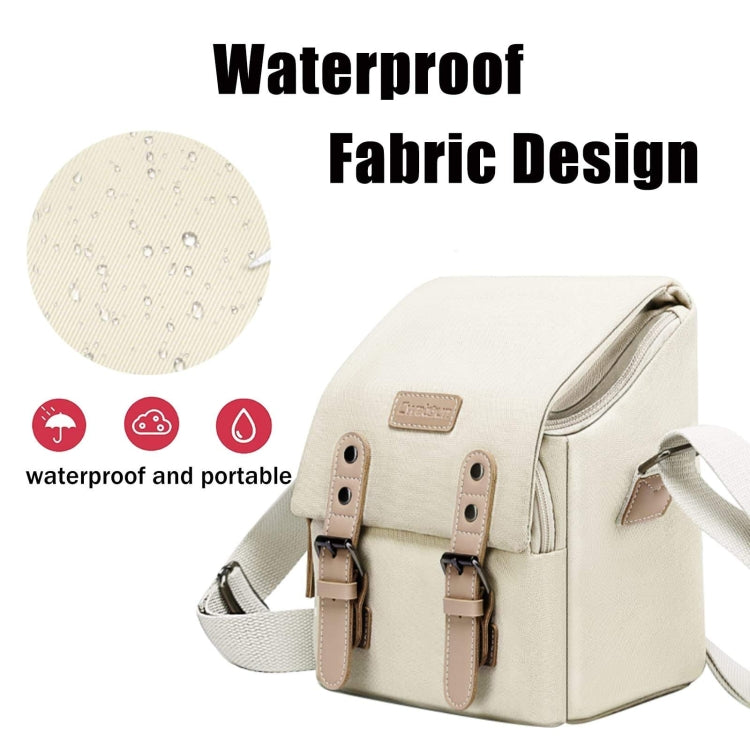 Cwatcun N1 Retro Multifunctional Canvas Waterproof Digital Camera Photography Bag, Size:18 x 12.5 x 21cm Beige