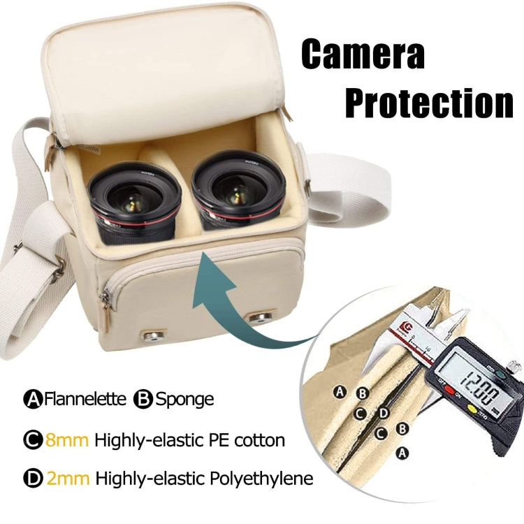 Cwatcun N1 Retro Multifunctional Canvas Waterproof Digital Camera Photography Bag, Size:18 x 12.5 x 21cm Beige