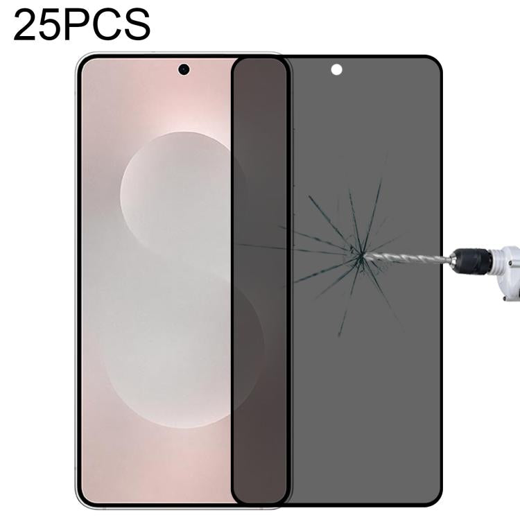 25pcs Full Cover Anti-peeping Tempered Glass Film,  Support Fingerprint Unlocking, For Samsung Galaxy S26+ 5G, For Samsung Galaxy S26 Ultra 5G, For Samsung Galaxy S26 5G, For Samsung Galaxy S25 Edge 5G, For Samsung Galaxy S25 5G                        ...