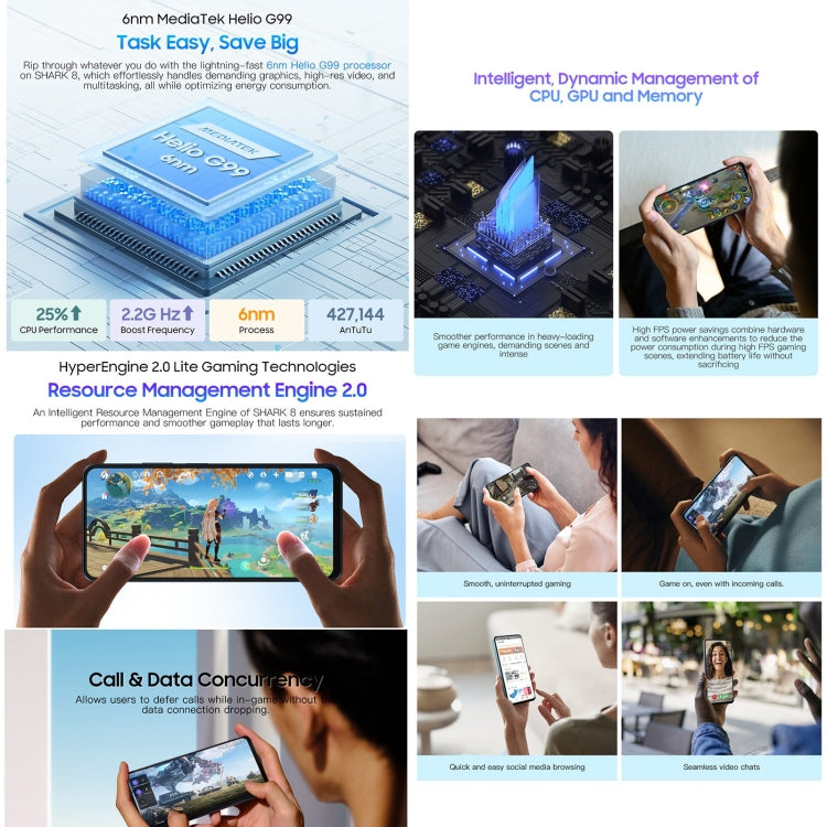 [HK Warehouse] Blackview SHARK 8, 8GB+256GB, Fingerprint Identification, 6.78 inch Android 13 MTK6789 Helio G99 Octa Core up to 2.2GHz, Network: 4G, OTG(Scorching Gold)