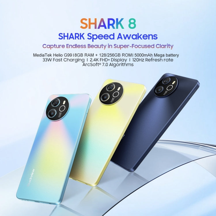 [HK Warehouse] Blackview SHARK 8, 8GB+256GB, Fingerprint Identification, 6.78 inch Android 13 MTK6789 Helio G99 Octa Core up to 2.2GHz, Network: 4G, OTG(Scorching Gold)