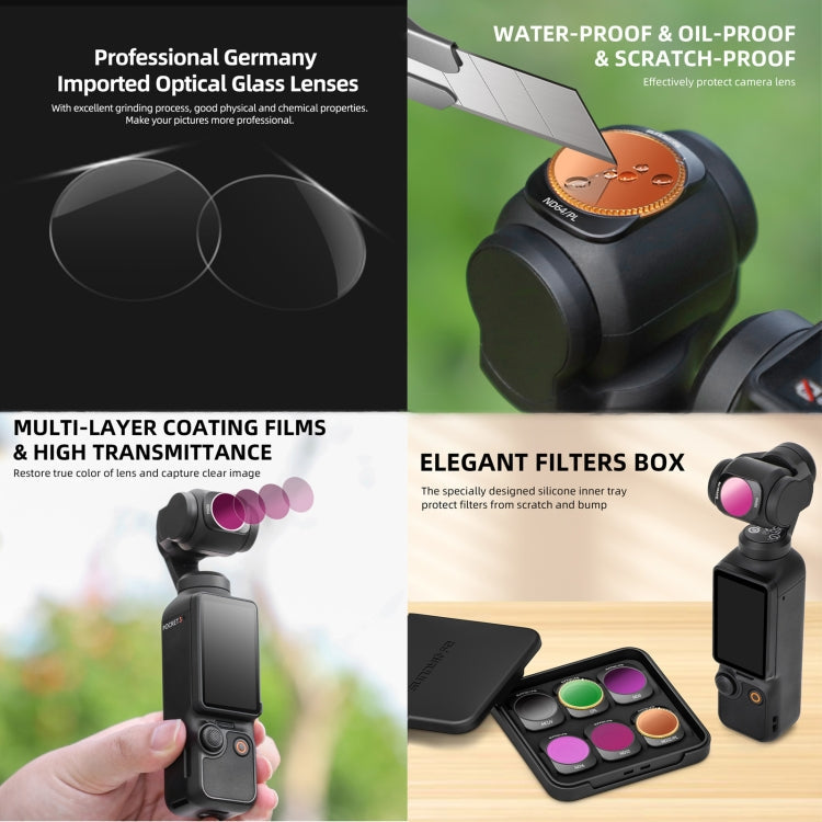 For DJI OSMO Pocket 3 Sunnylife Camera Lens Magnetic Metal Filter, Filter:3 in 1 CPL ND8/16