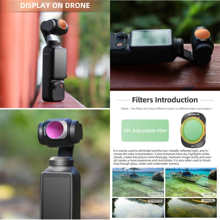 For DJI OSMO Pocket 3 Sunnylife Camera Lens Magnetic Metal Filter, Filter:ND64PL