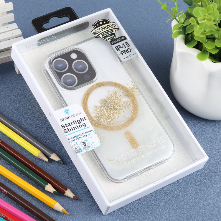 For iPhone 15 Pro DFANS DESIGN Magsafe Magnetic Starlight Shining Phone Case(Gold Foil Marble)