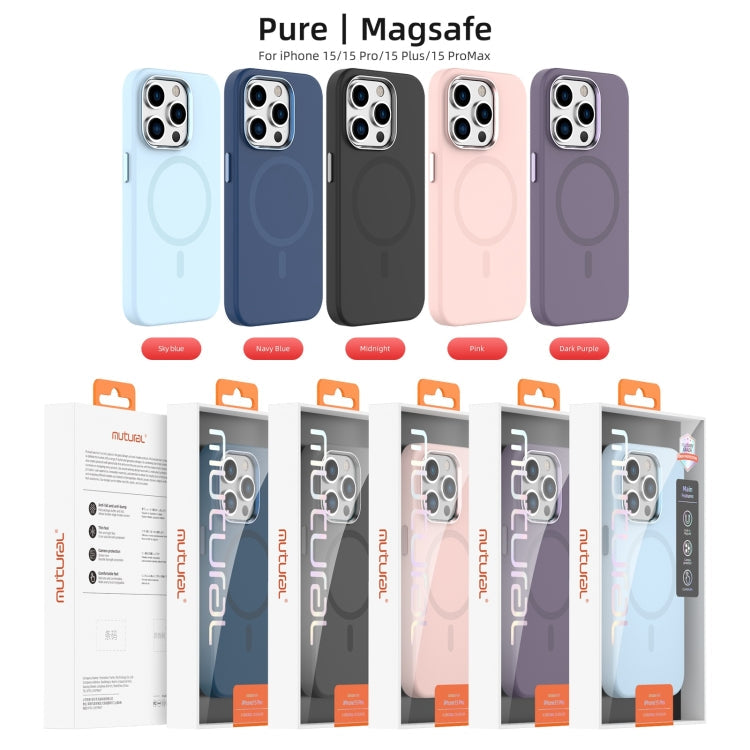 For iPhone 15 Pro Max Mutural Karen Series Liquid Silicone Magsafe Phone Case(Navy Blue)