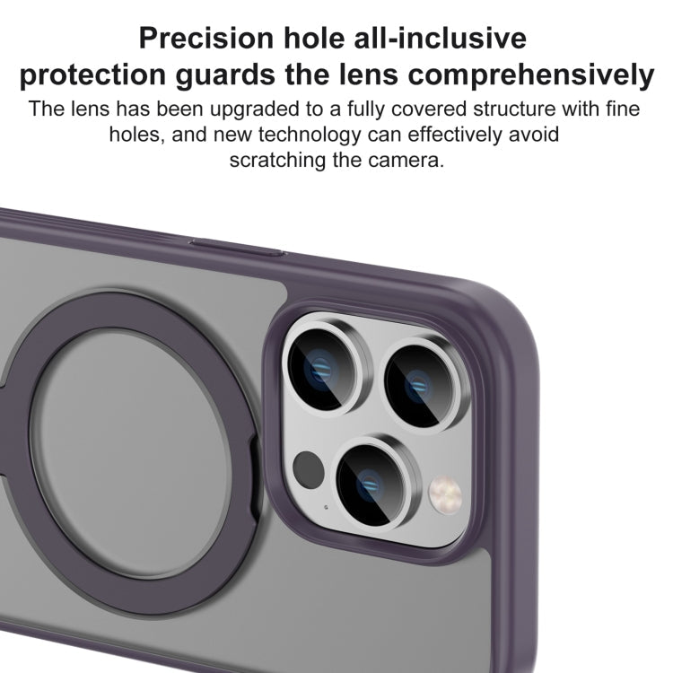 For iPhone 15 Pro Mutural MagSafe Magnetic Holder Phone Case(Dark Purple)