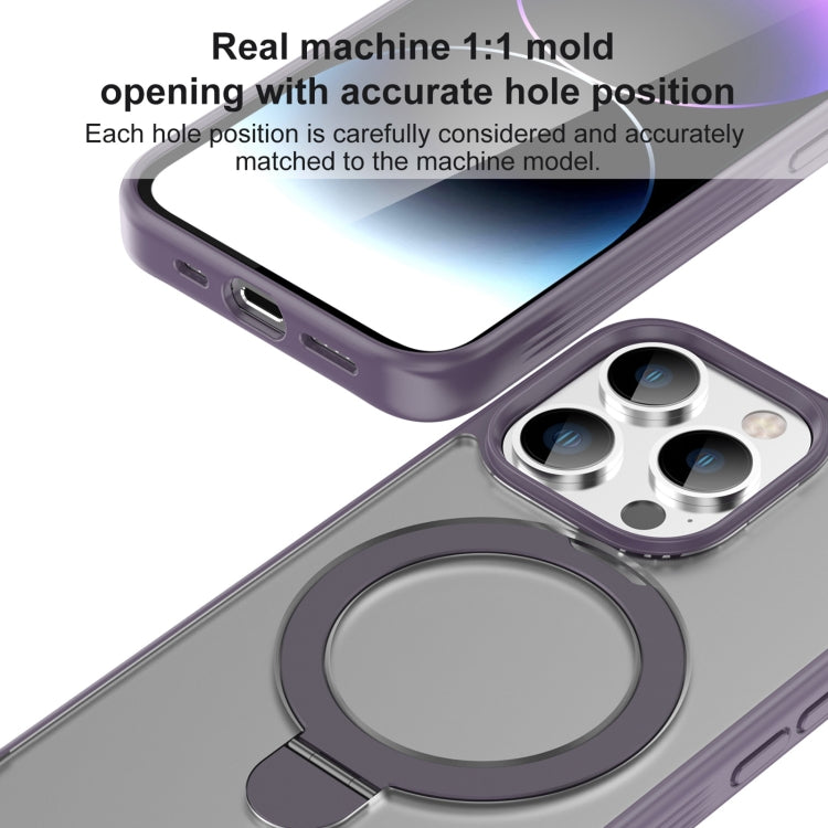For iPhone 15 Pro Mutural MagSafe Magnetic Holder Phone Case(Dark Purple)