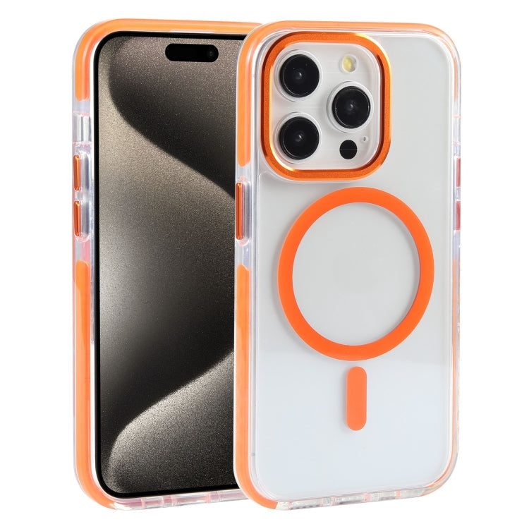 For iPhone 15 Pro Max Mutural Cushion Series MagSafe Magnetic Phone Case(Orange)