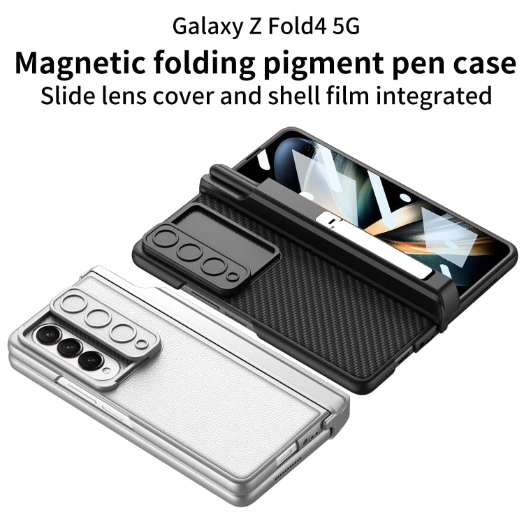 For Samsung Galaxy Z Fold4 GKK Magnetic Hinge Flip Leather Phone Case with Holder(Silver)