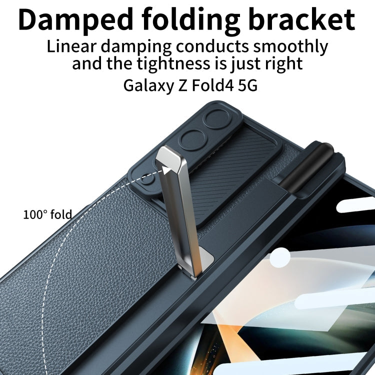 For Samsung Galaxy Z Fold4 GKK Magnetic Hinge Flip Leather Phone Case with Holder(Silver)