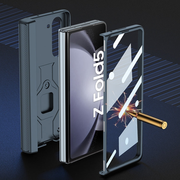 For Samsung Galaxy Z Fold5 GKK Integrated Folding Alloy Shell PC Phone Case with Pen Box, Not Included Pen(Silver)