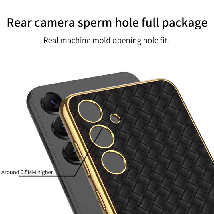 For Samsung Galaxy S24+ 5G GKK Weave Texture Electroplating PU Protective Phone Case(Green)