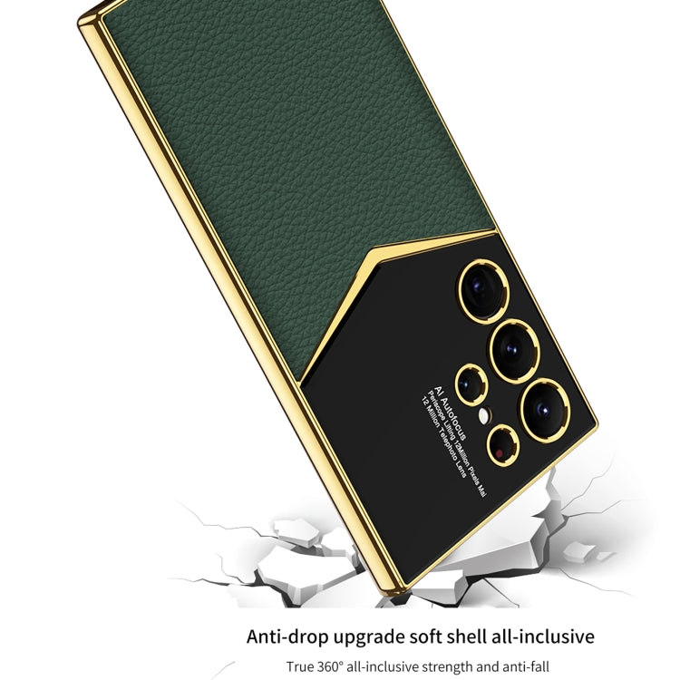 For Samsung Galaxy S24 Ultra 5G GKK Plating Soft TPU + Leather Full Coverage Phone Case without Pen(Carbon Fibre)