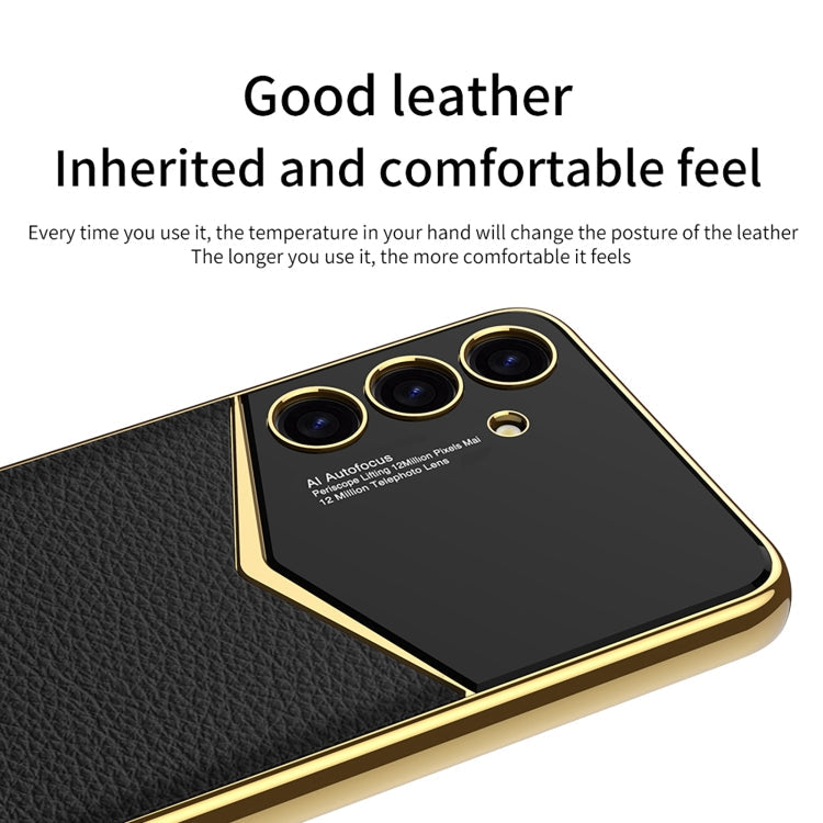 For Samsung Galaxy S24+ 5G GKK Plating Soft TPU + Leather Full Coverage Phone Case without Pen(White)