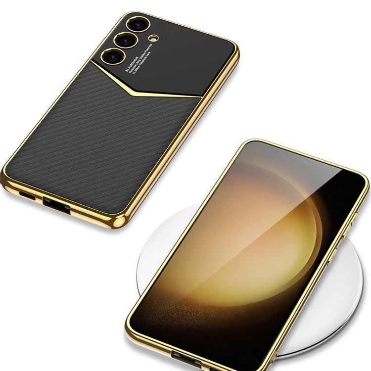 For Samsung Galaxy S24+ 5G GKK Plating Soft TPU + Leather Full Coverage Phone Case without Pen(Purple)