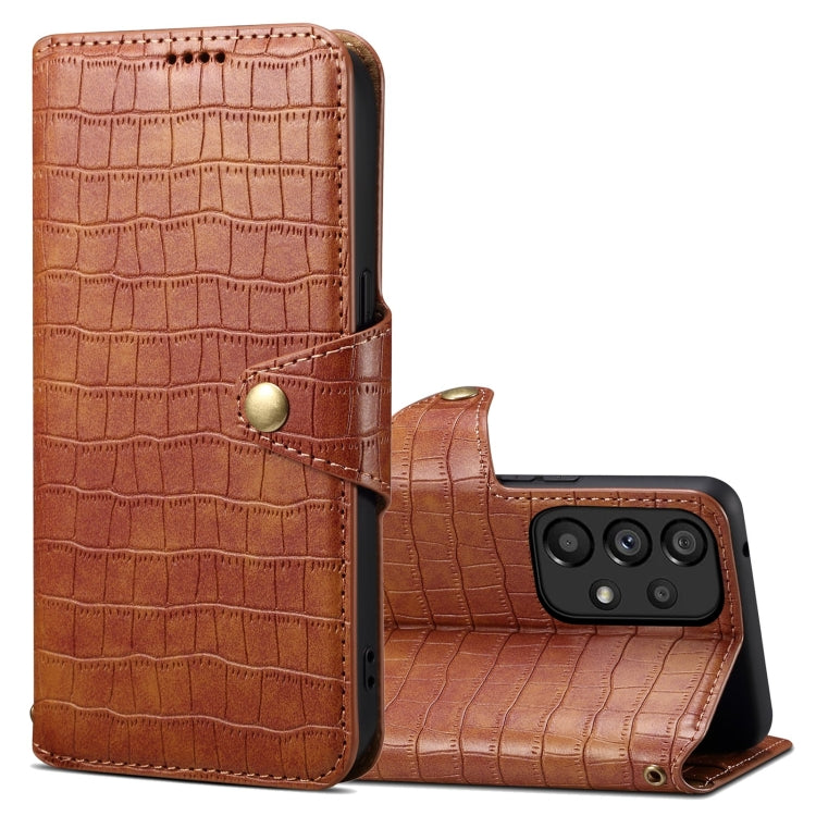 For Samsung Galaxy A23 5G Denior Crocodile Texture Oil Edge Leather Phone Case(Brown)