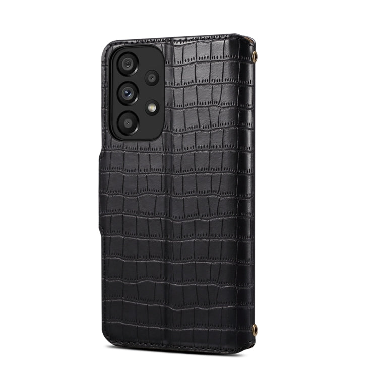 For Samsung Galaxy A23 5G Denior Crocodile Texture Oil Edge Leather Phone Case(Black)