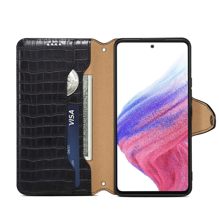 For Samsung Galaxy A23 5G Denior Crocodile Texture Oil Edge Leather Phone Case(Black)