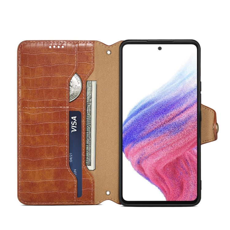 For Samsung Galaxy A32 Denior Crocodile Texture Oil Edge Leather Phone Case(Brown)