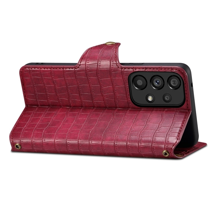 For Samsung Galaxy A32 Denior Crocodile Texture Oil Edge Leather Phone Case(Rose Red)