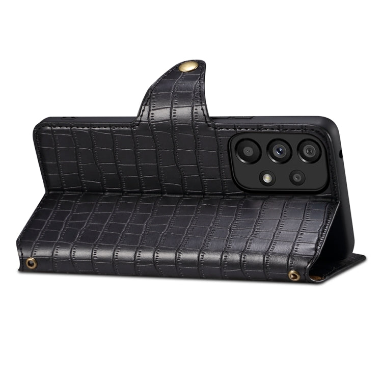 For Samsung Galaxy A32 Denior Crocodile Texture Oil Edge Leather Phone Case(Black)