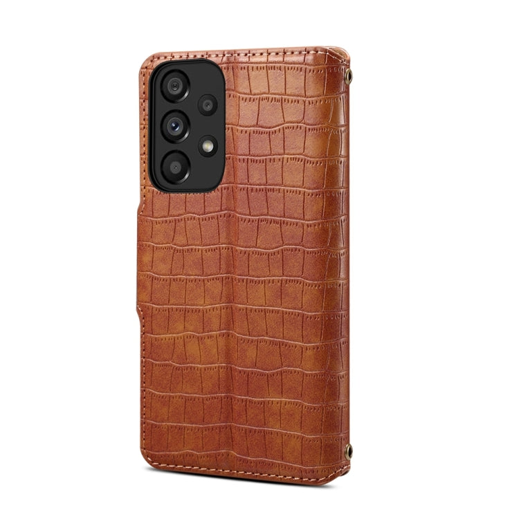 For Samsung Galaxy A33 5G Denior Crocodile Texture Oil Edge Leather Phone Case(Brown)