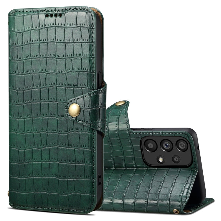 For Samsung Galaxy A52 Denior Crocodile Texture Oil Edge Leather Phone Case(Green)