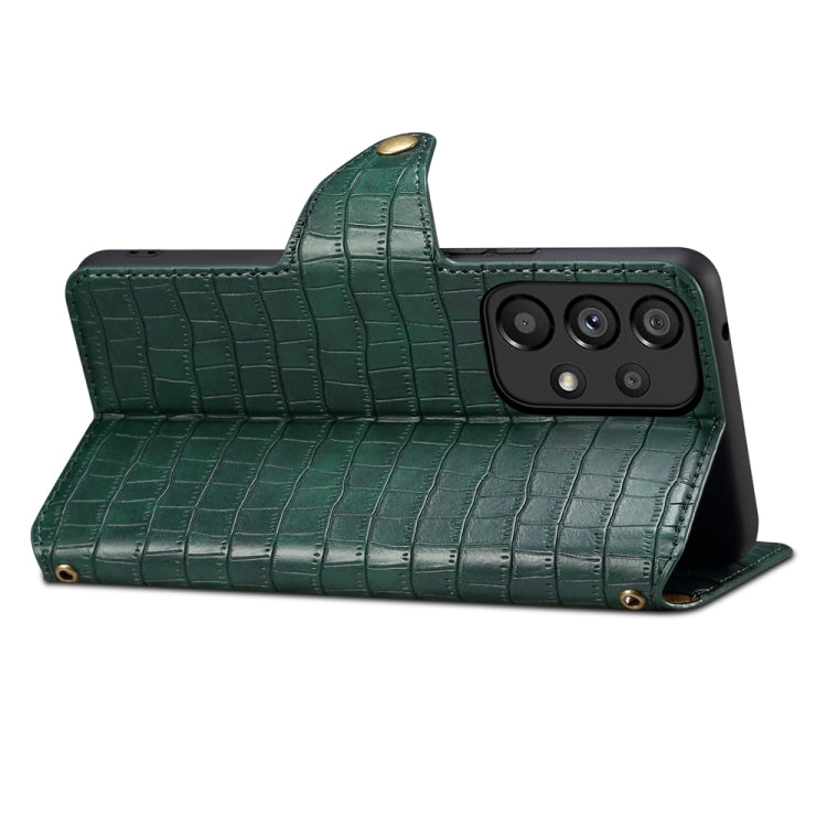 For Samsung Galaxy A52 Denior Crocodile Texture Oil Edge Leather Phone Case(Green)