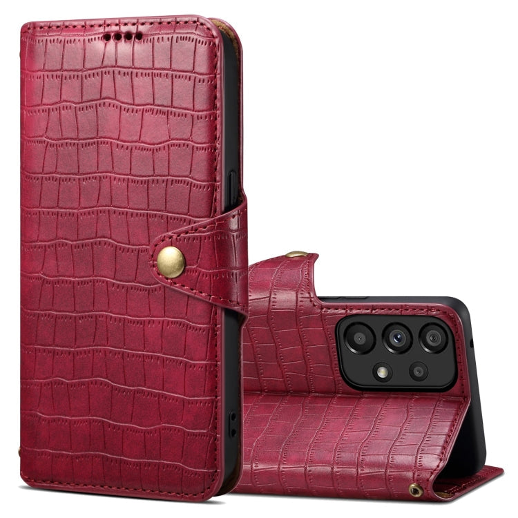 For Samsung Galaxy A53 5G Denior Crocodile Texture Oil Edge Leather Phone Case(Rose Red)