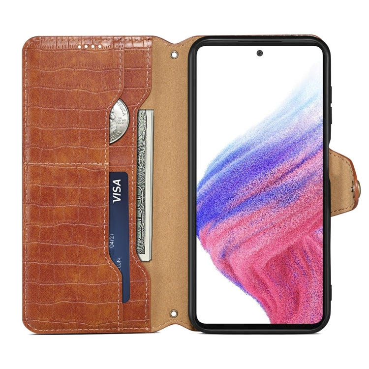 For Samsung Galaxy A05s Denior Crocodile Texture Oil Edge Leather Phone Case(Brown)