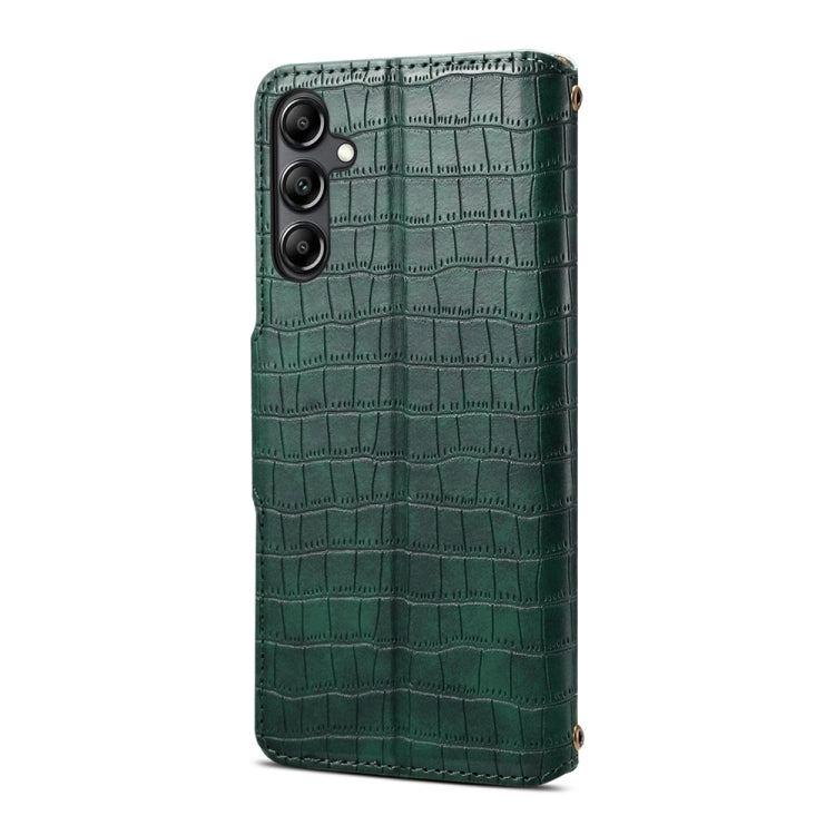 For Samsung Galaxy A05s Denior Crocodile Texture Oil Edge Leather Phone Case(Green)