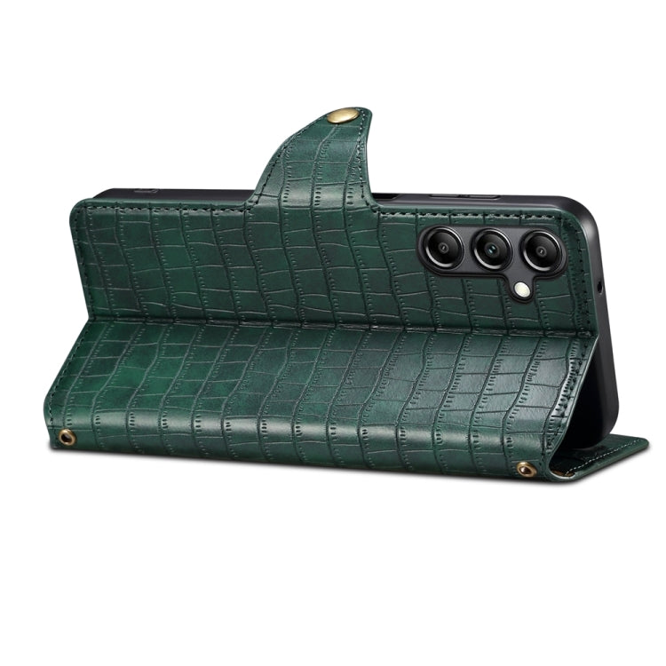 For Samsung Galaxy A05s Denior Crocodile Texture Oil Edge Leather Phone Case(Green)