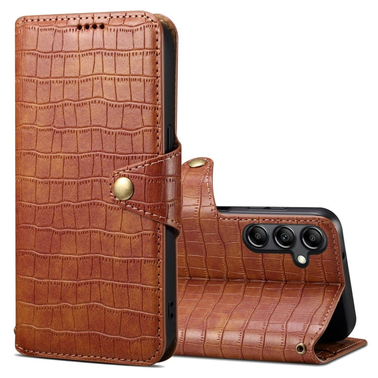 For Samsung Galaxy A13 5G Denior Crocodile Texture Oil Edge Leather Phone Case(Brown)