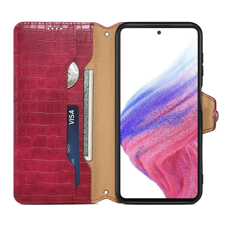 For Samsung Galaxy A13 5G Denior Crocodile Texture Oil Edge Leather Phone Case(Rose Red)