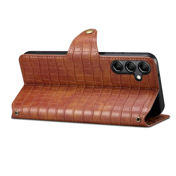 For Samsung Galaxy A24 5G Denior Crocodile Texture Oil Edge Leather Phone Case(Brown)