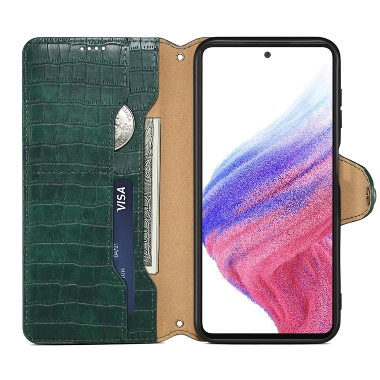 For Samsung Galaxy S23+ Denior Crocodile Texture Oil Edge Leather Phone Case(Green)