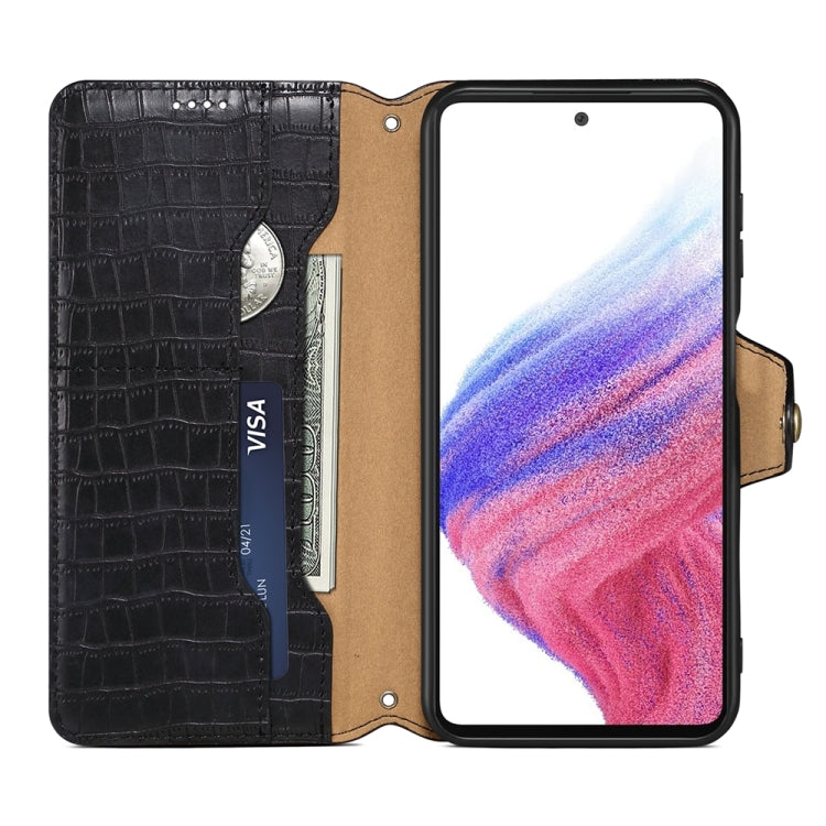 For Samsung Galaxy S23+ Denior Crocodile Texture Oil Edge Leather Phone Case(Black)