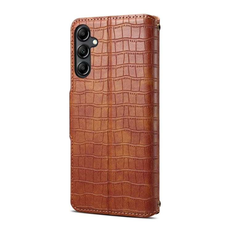 For Samsung Galaxy S23 Denior Crocodile Texture Oil Edge Leather Phone Case(Brown)