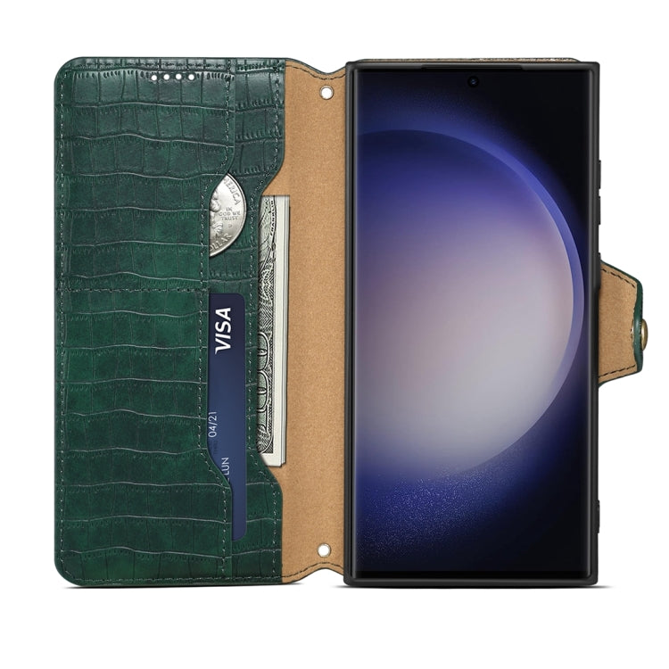 For Samsung Galaxy S24 5G Denior Crocodile Texture Oil Edge Leather Phone Case(Green)