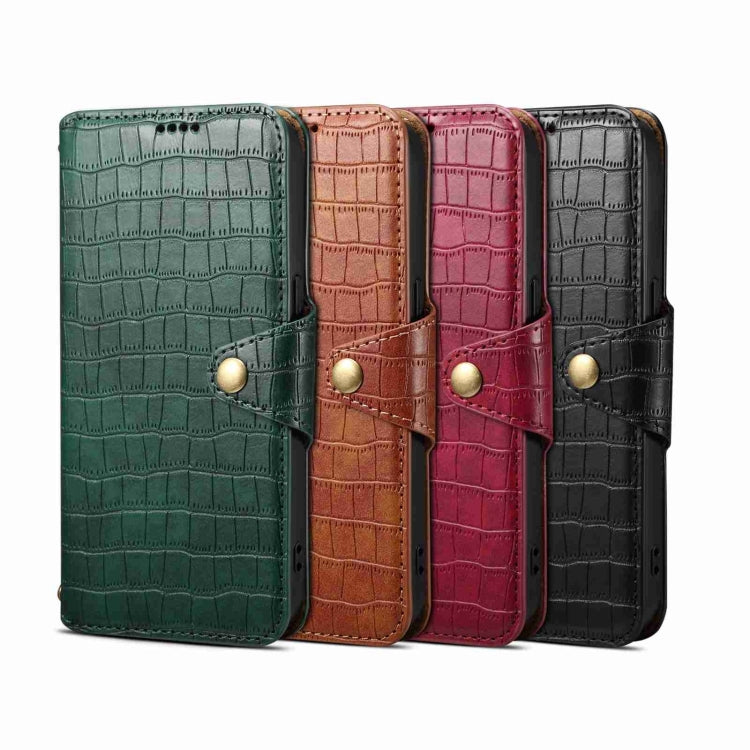 For Samsung Galaxy A05s Denior Crocodile Texture Oil Edge Leather Phone Case(Black)